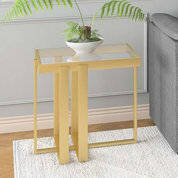 Gold Glass Accent Table