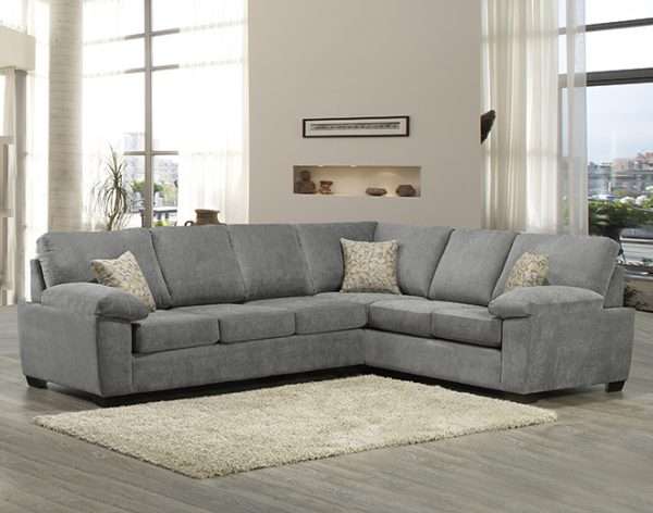 Solid Wood Canadian Made Sectional Sofa in Grey