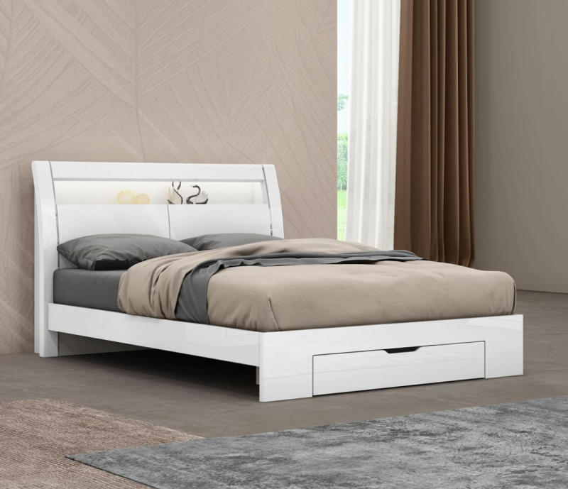 White Storage Queen Bed