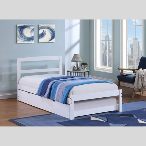 Solid Wood White Finish Single Bed