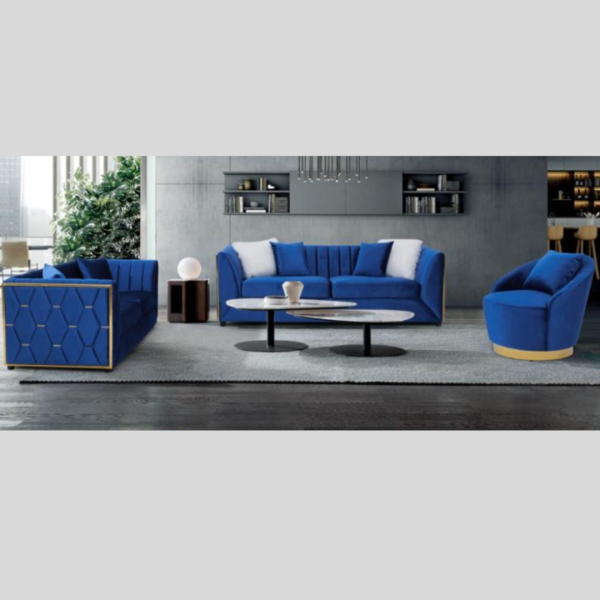 Blue Gold Sofa Set