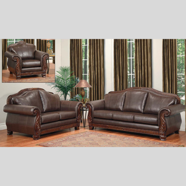 Traditional brown Leather Sofa