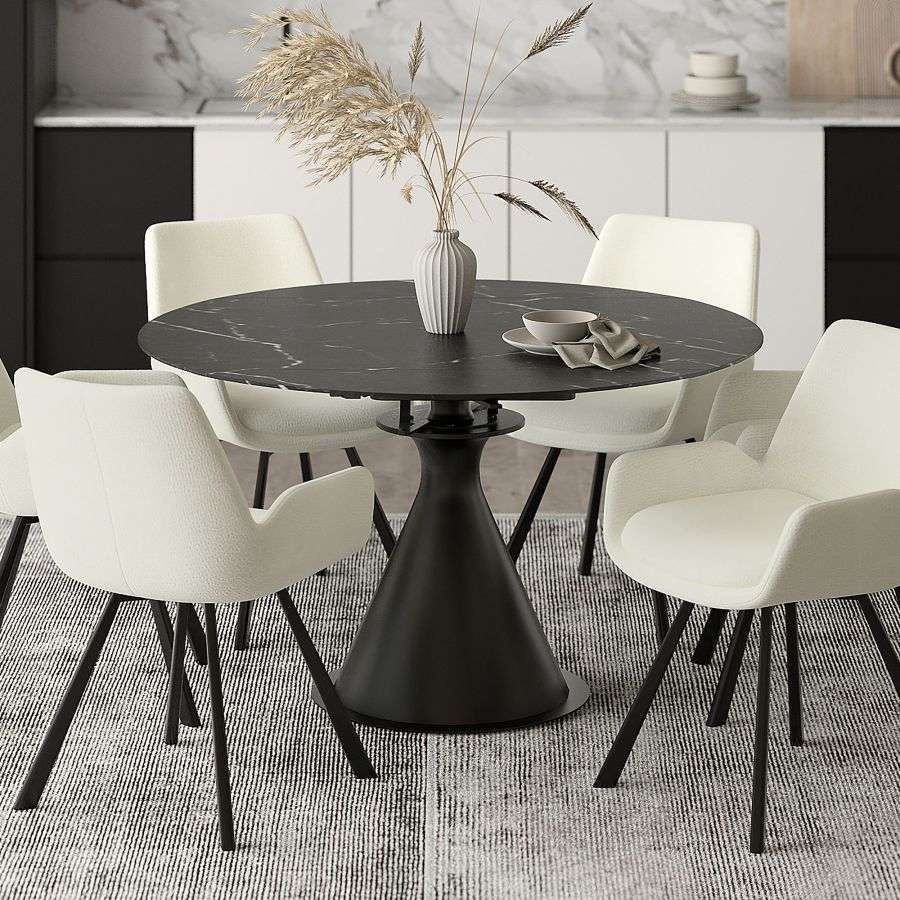 201-110BK_1 Round Dining Table in Black