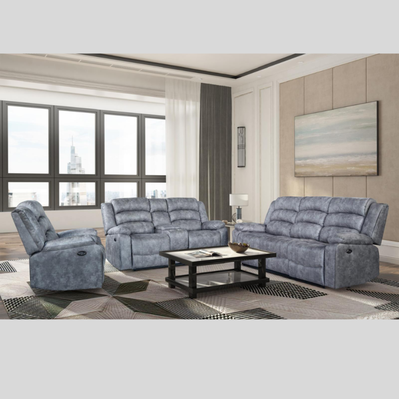 Grey Manual Recliner Set