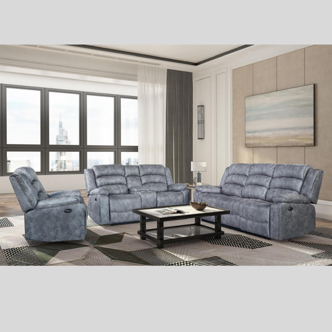 Grey Manual Recliner Set Grey Manual Recliner Set