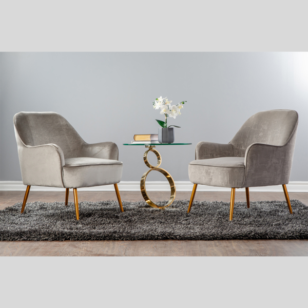 Grey Velvet Accent Chair