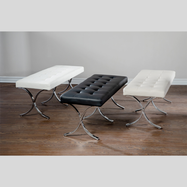 Modern Leather Tufted Bench