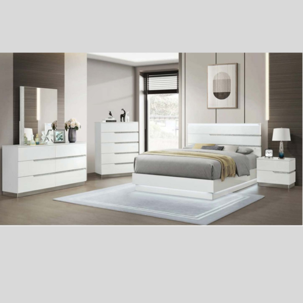 White LED Bedroom Set